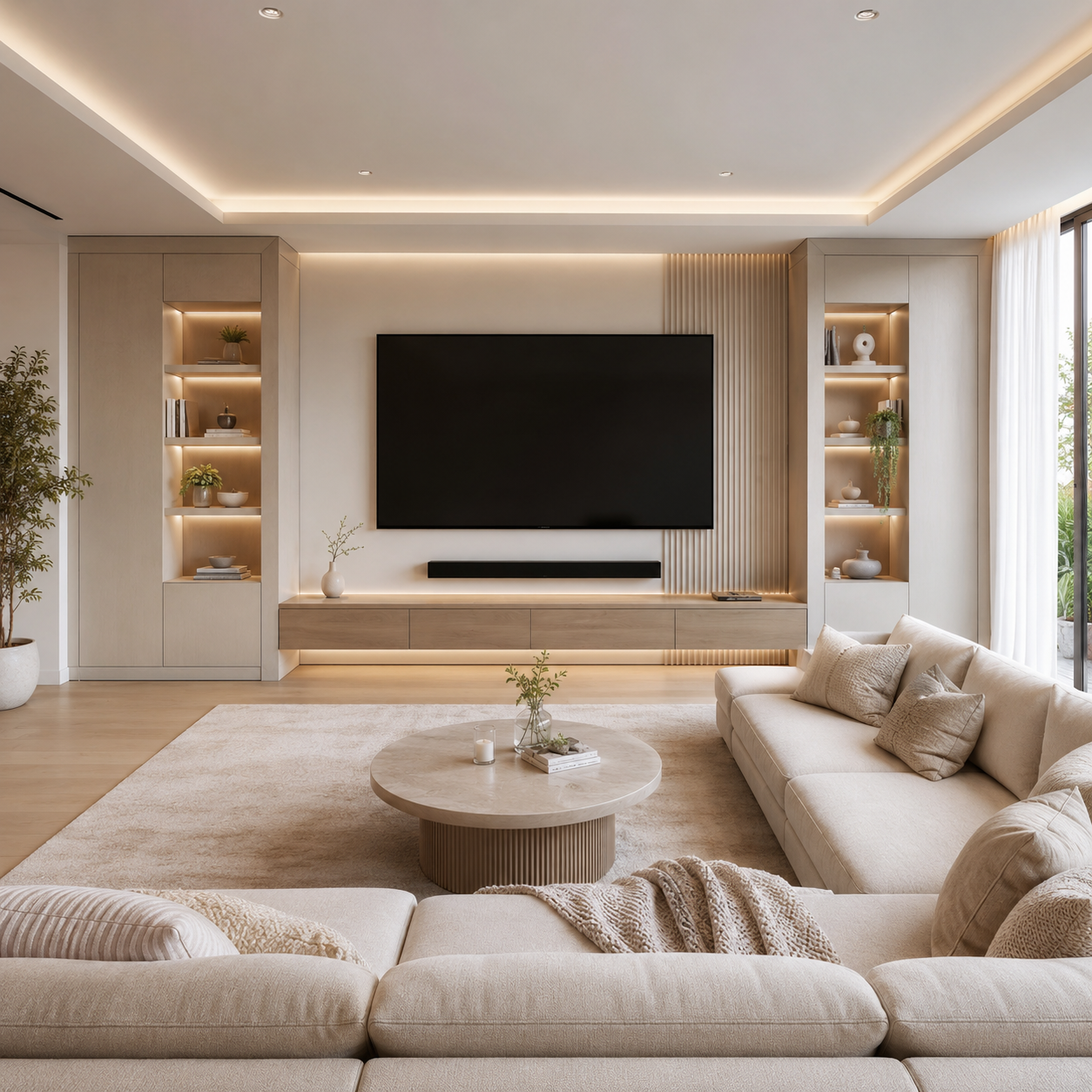 Sala com home theater planejado